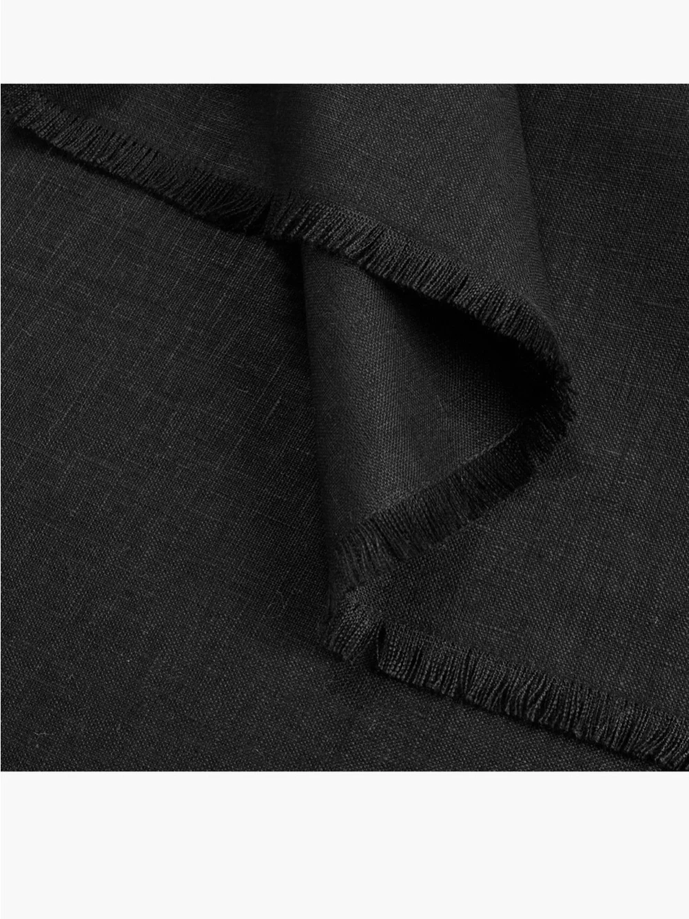 NEW Solino Home 100% Linen Fringed Table Throw. 52”x52” Black